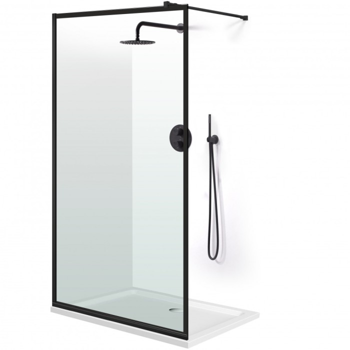 Paravan dus walk-in Aqua Class &reg; Black, model Frame negru, sticla clara, securizata, 90x195 cm