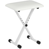 HOMCOM Taburet pian pliabil, banc reglabil pe &icirc;nălțime, șezut tapițat PU, 39 x 29 x 37-47 cm, alb | Aosom Romania
