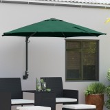 vidaXL Umbrelă de Grădină Montată pe Perete cu LED-uri Verde 248 cm