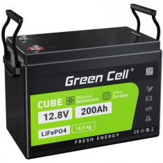 Baterie Green Cell Baterie litiu-fier-fosfat LiFePO4, 12V 12.8V 200Ah pentru panouri solare, rulote și bărci