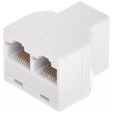 Splitter adaptor pentru cablu retea LAN,mufa RJ45,o intrare si 2 iesiri - Alb