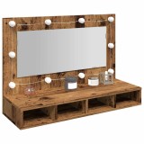 vidaXL Dulap cu oglindă și LED, lemn vechi, 90x31,5x62 cm 857005