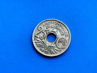 25 Centimes 1921 Franta-XF foto