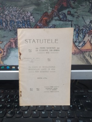 Statutele Primei Societăți de economie din urbea Iași, fondată &amp;icirc;n anul 1871, iunie 1, procurator A.D. Xenopol, ediția VI, Iași 1910, 013 foto