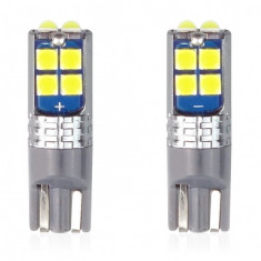 Set becuri auto cu LED CANBUS compatibil T10 W5W 10 SMD Alb 12/24V, destinat