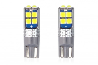 Set becuri auto cu LED CANBUS compatibil T10 W5W 10 SMD Alb 12/24V, destinat foto