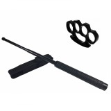 Cumpara ieftin Set Autoaparare: Baston Telescopic Police 49cm Otel + Box Metalic Negru 0.5cm - Ideal pentru Protectie si Siguranta