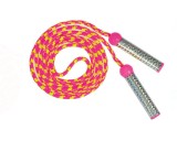 Coarda de sarit pentru copii, lungime 2.1 metri, manere din plastic reflectorizante, 3+ ani, Galben-Roz