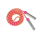 Coarda de sarit pentru copii, lungime 2.1 metri, manere din plastic reflectorizante, 3+ ani, Galben-Roz