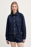 Tommy Jeans geacă jeans culoarea bleumarin, de tranzitie, oversize, DW0DW20567