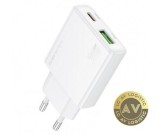 Incarcator Retea Borofone BN25 Wish 30W 3A 1 x USB-A - 1 x USB-C Alb