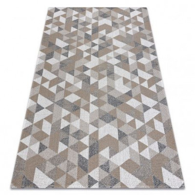 Covor CASA ECO SISAL Boho Triunghiurile 2816 cremă / taupe, covor reciclat, 133x190 cm foto