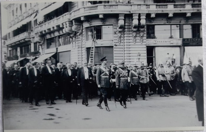 1924 Foto Berman / A S Regala principele Carol /defilarea aviatori Bucuresti