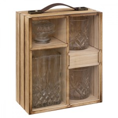 Set pentru whisky in cutie de lemn, 2 pahare+1 sticla whisky foto
