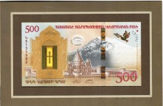 Armenia 500 Dram 2017 P-60 Comemorativa Folder Polimer UNC foto