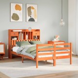 VidaXL Pat cu bibliotecă fără saltea maro 135x190 cm lemn masiv de pin 3321951