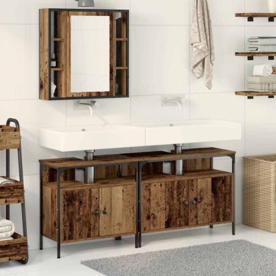 vidaXL Unități de vanitate pentru baie 3 pcs Maro 80 x 30 x 60 cm 3332546 foto