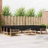 vidaXL Set de canapele de exterior cu pernă 10 pcs Alb și negru 3389090