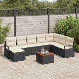 VidaXL Set de canapele de grădină 9 pcs Negru, alb Mare