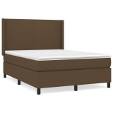 Cumpara ieftin Pat continental cu saltea, maro inchis, 140x200 cm, textil