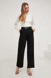 Answear Lab pantaloni femei, culoarea negru, drept, high waist