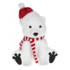 Figurina Decorativă Crăciun, Urs Spumă, Pălărie Roșie și Fular Dungi, 28cm, Alb, Oem