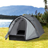 Outsunny Cort Camping Impermeabil 4 Locuri Impermeabil cu Vestibul, Ferestre si Usi cu fermoar, 325x183x130cm Gri