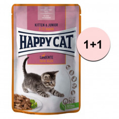 Happy Cat Meat In Sauce Kitten &amp;amp;amp; Junior Land-Ente 85 g 1+1 GRATUIT foto