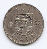 Fiji 1 Florin 1957 - Elizabeth II - Cupru-nichel, B11, 28.3 mm KM-24 (1)