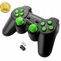 Controller wireless 2.4Ghz PS3/PC Esperanza Gladiator, USB, 12 butoane, negru/verde