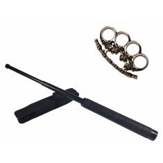 Set baston telescopic Police, 49 cm + pumnal craniu