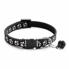 Zgarda ajustabila cu clopotel pentru caini si pisici, 18-32cm, Negru