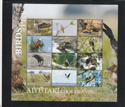 Aitutaki 2018-Fauna,Pasari,serie 12 valori dantelate,in bloc,MNH,Mi,1019-1030 KB foto