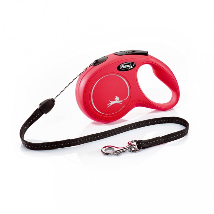 Flexi New Classic, S Cord, lesa retractabila, 8m, rosu