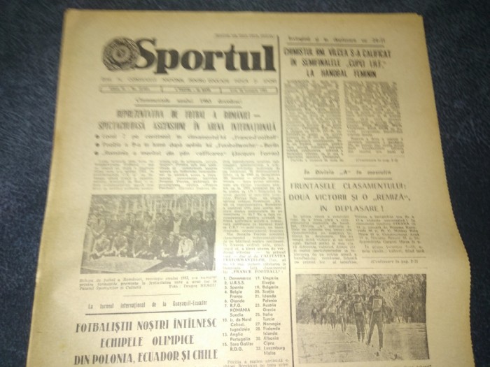 ZIARUL SPORTUL 16 IANUARIE 1984