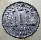 1.170 FRANTA VICHY WWII 1 FRANC 1942, Europa, Aluminiu