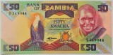 BANCNOTA exotica 50 KWACHA - ZAMBIA, anul 1986 *cod 475 = UNC