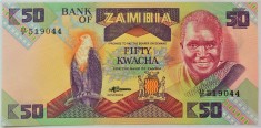 BANCNOTA exotica 50 KWACHA - ZAMBIA, anul 1986 *cod 475 = UNC