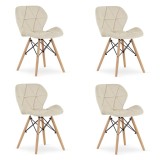 Set 4 scaune stil scandinav, Artool, Lago, catifea, lemn, bej, 47x52x74 cm