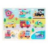 Puzzle din lemn, Vehicule, 9 piese