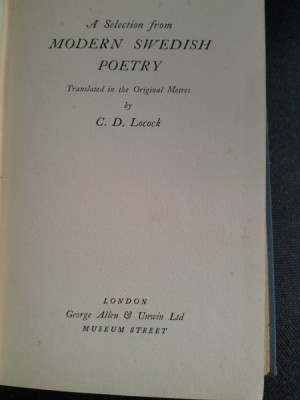 A selection from modern swedish poetry - C.D. Locock foto