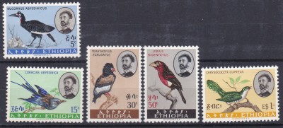 DB1 Fauna Africana Pasari 1962 Etiopia Ethiopia 5 v. MNH foto