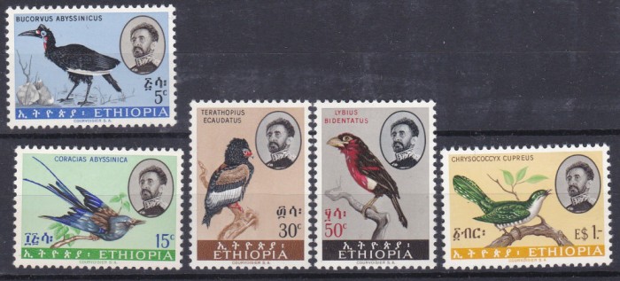 DB1 Fauna Africana Pasari 1962 Etiopia Ethiopia 5 v. MNH