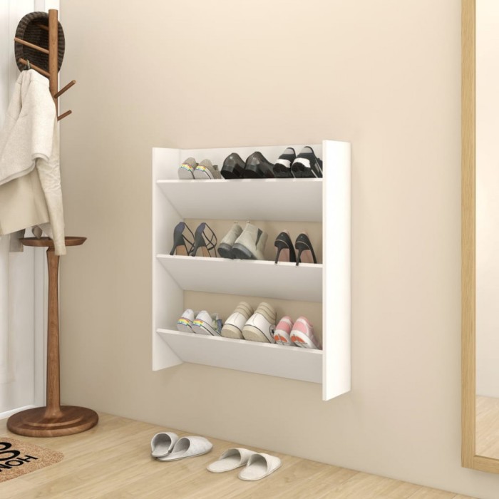 vidaXL Pantofar de perete, alb, 80x18x90 cm, PAL
