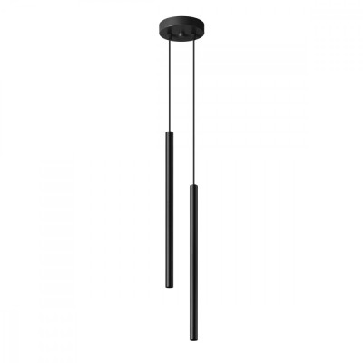 Lampă Suspendată Pastelo Negru Oțel 2 Becuri Tub Modern De Interior foto