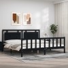 Gossi cadru pat cu tablie 200x200 cm, negru, lemn masiv