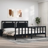 VidaXL Cadru pat cu tăblie 200x200 cm, negru, lemn masiv