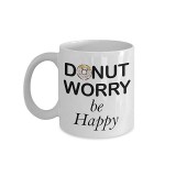 Cana alba personalizata Donut Worry Be Happy, INOVATIX&reg;. 330ml