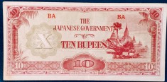 BURMA -OCUPATIA JAPONEZĂ -1942/44.10RUPEES-P16a-XF++