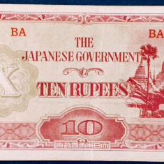 BURMA -OCUPATIA JAPONEZĂ -1942/44.10RUPEES-P16a-XF++